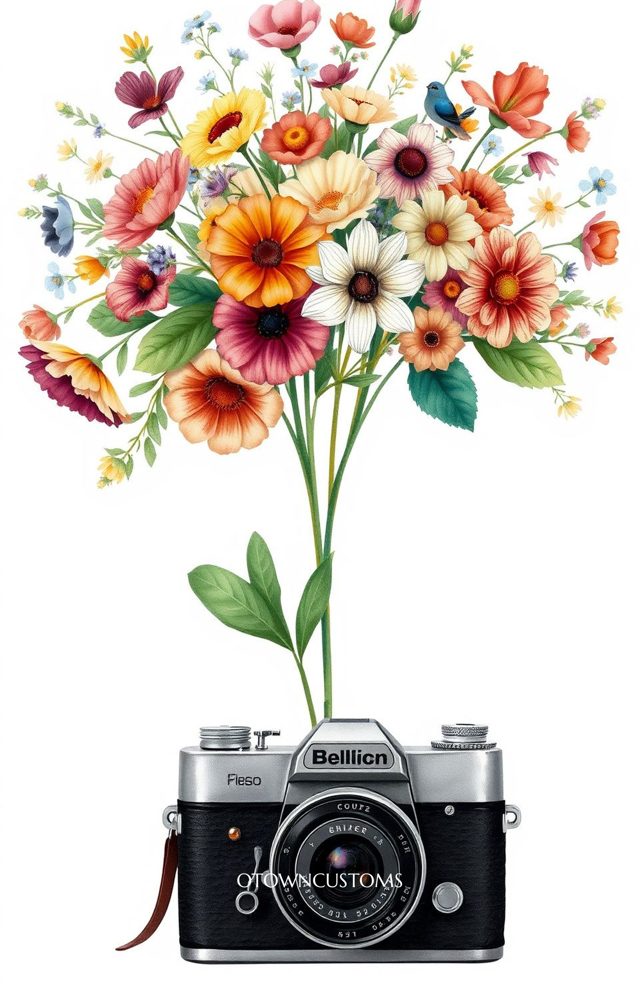 Vintage Camera Floral Bouquet