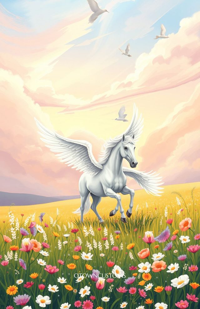 Dreamy Pegasus Cloud Meadow Mythical
