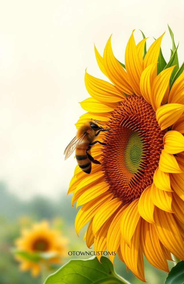 Honeybee On Sunflower Macro Photography