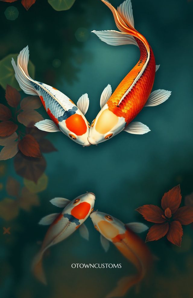 Realistic Koi Art Serene Pond Reflection