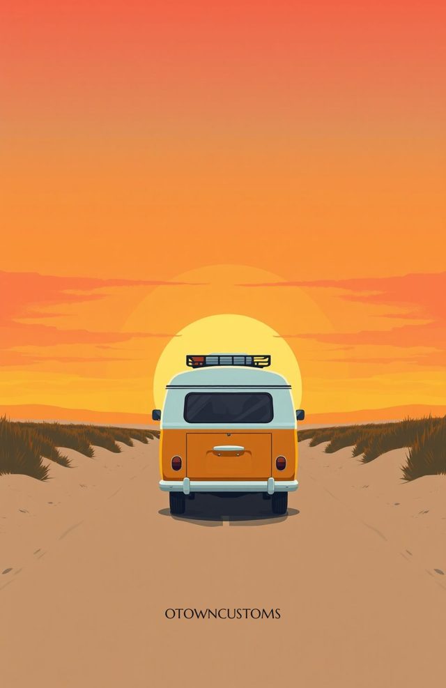 Retro Camper Van Sunset