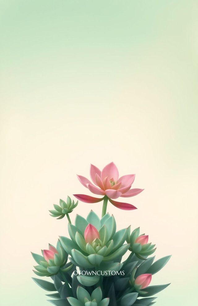 Succulent Garden Soft Pastel Illustration
