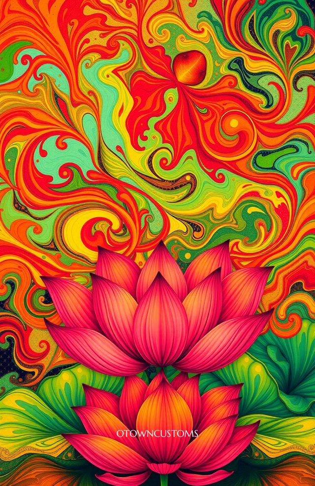 Psychedelic Lotus Flower Floral Art