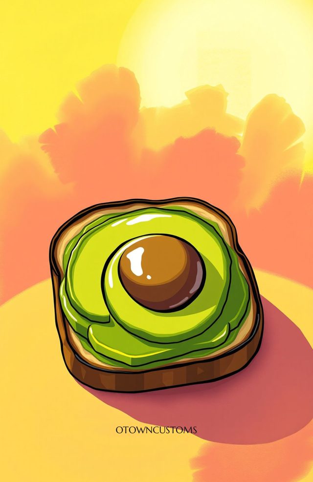 Bold Cartoon Avocado Toast Art