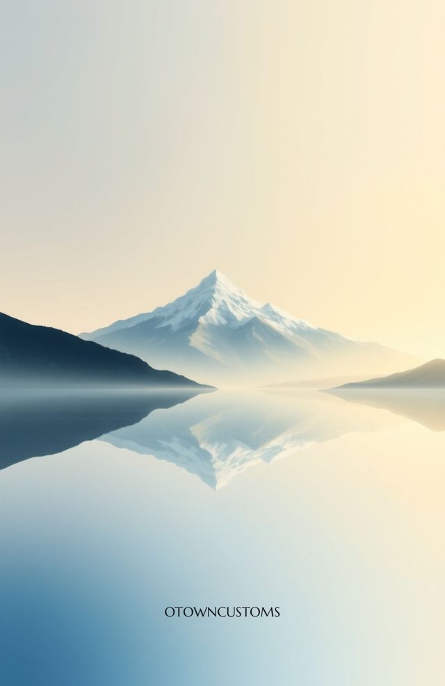Minimalist Serene Mountain Lake Reflection