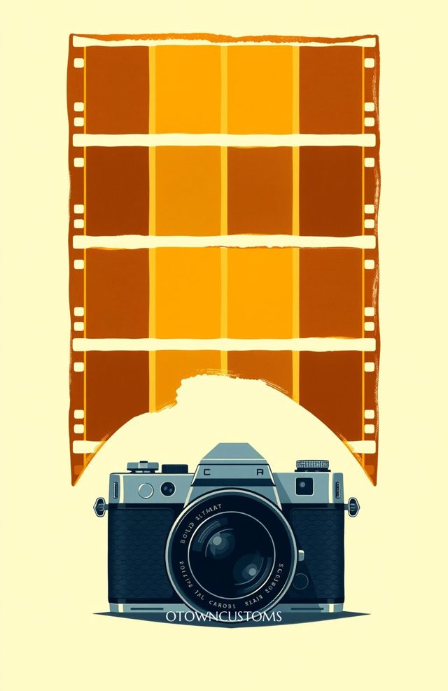 Vintage Camera Filmstrip Graphic