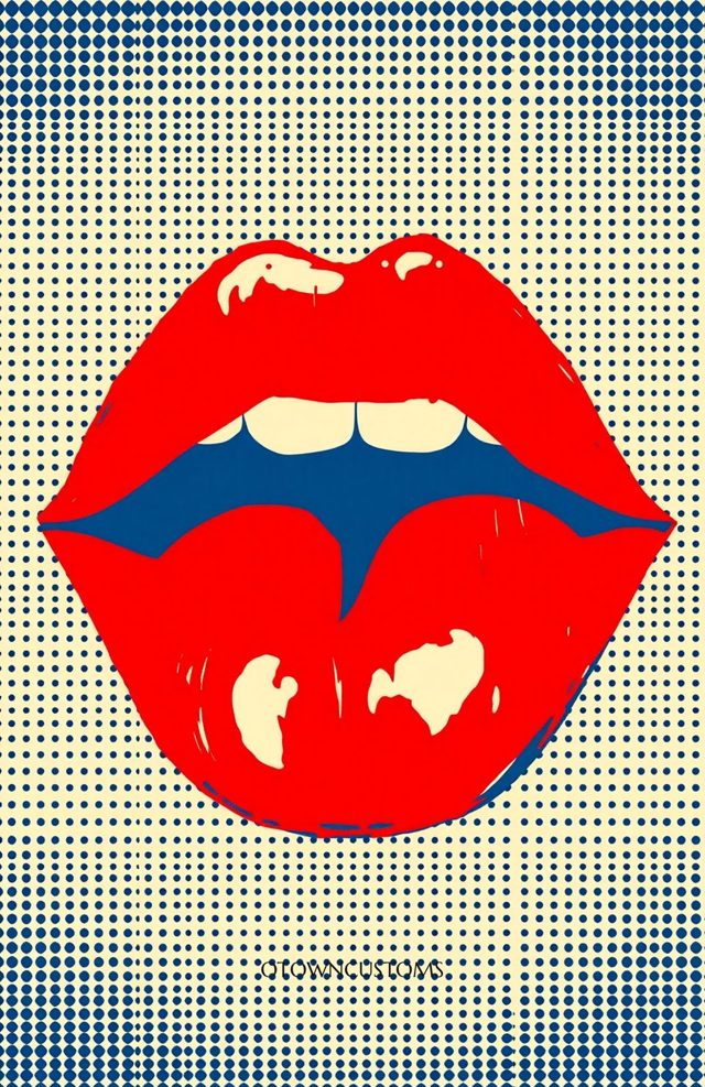 Pop Art Halftone Comic Lips