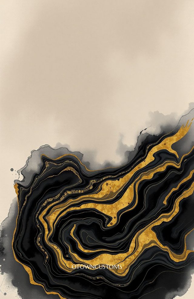 Modern Abstract Black Gold Marble
