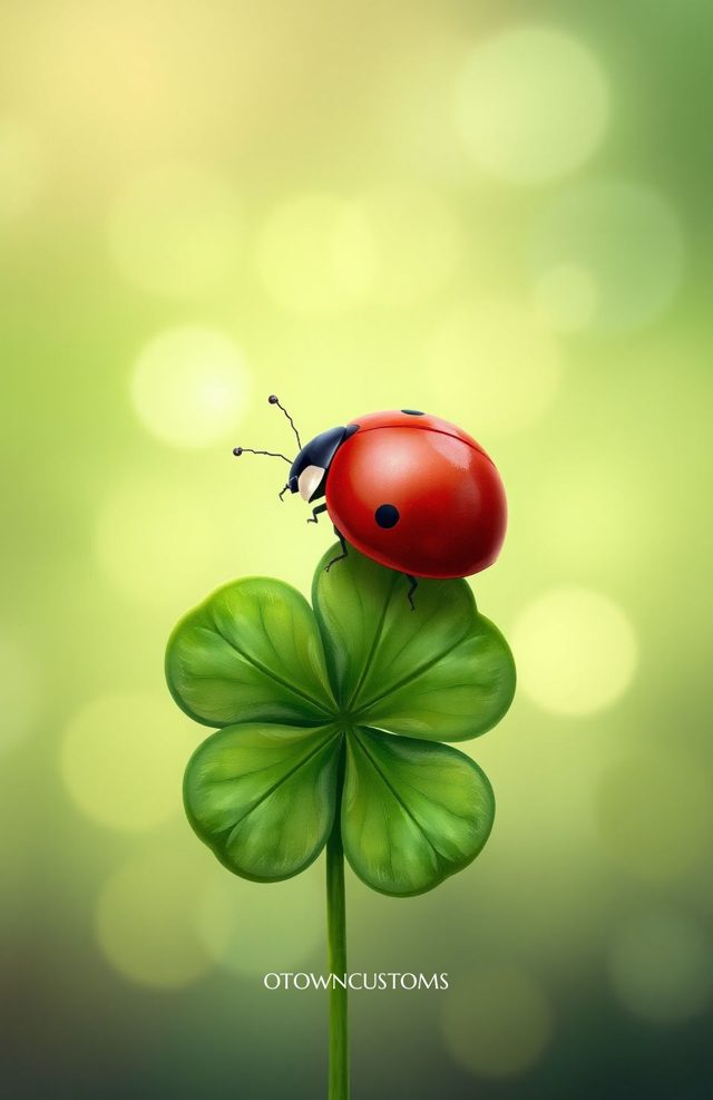 Whimsical Ladybug On Clover Realistic