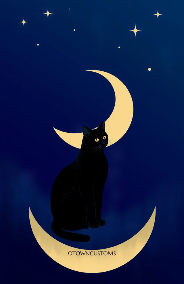 Mystic Crescent Moon Cat Witchy