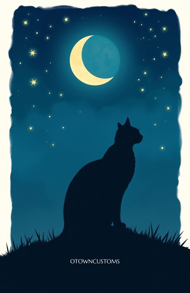 Lunar Cat Night Sky Silhouette