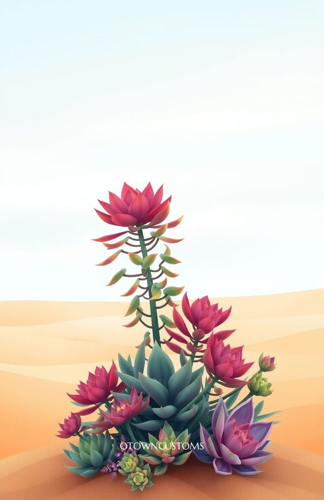 Stylized Desert Succulents Garden Jewel
