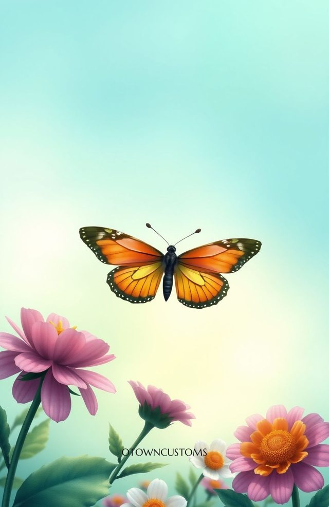 Digital Art Butterfly Floral Meadow