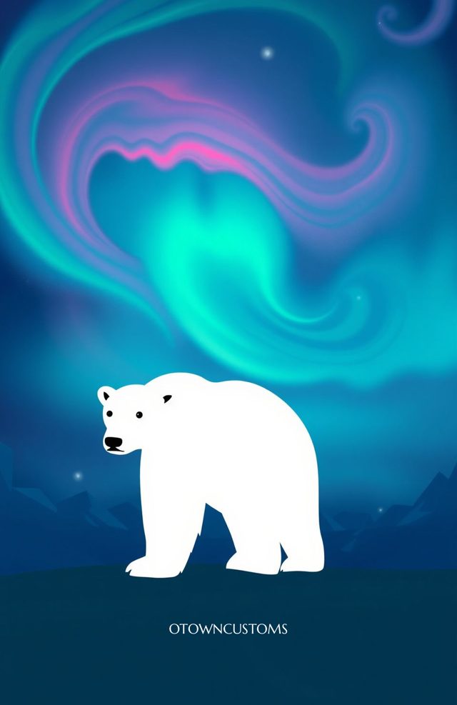 Polar Bear Northern Lights Minimalist