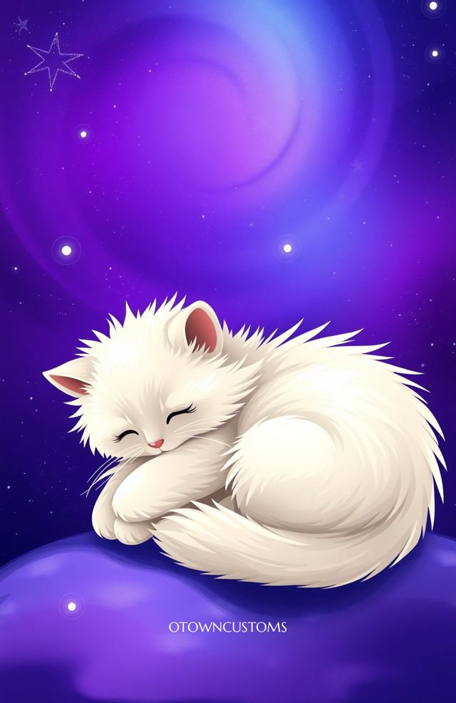 Galactic Nebula Kitty Snuggles Dreamy Cartoon