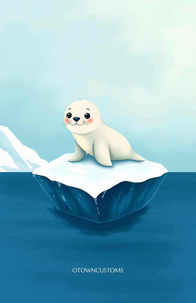 Cute Baby Seal Iceberg Watercolor