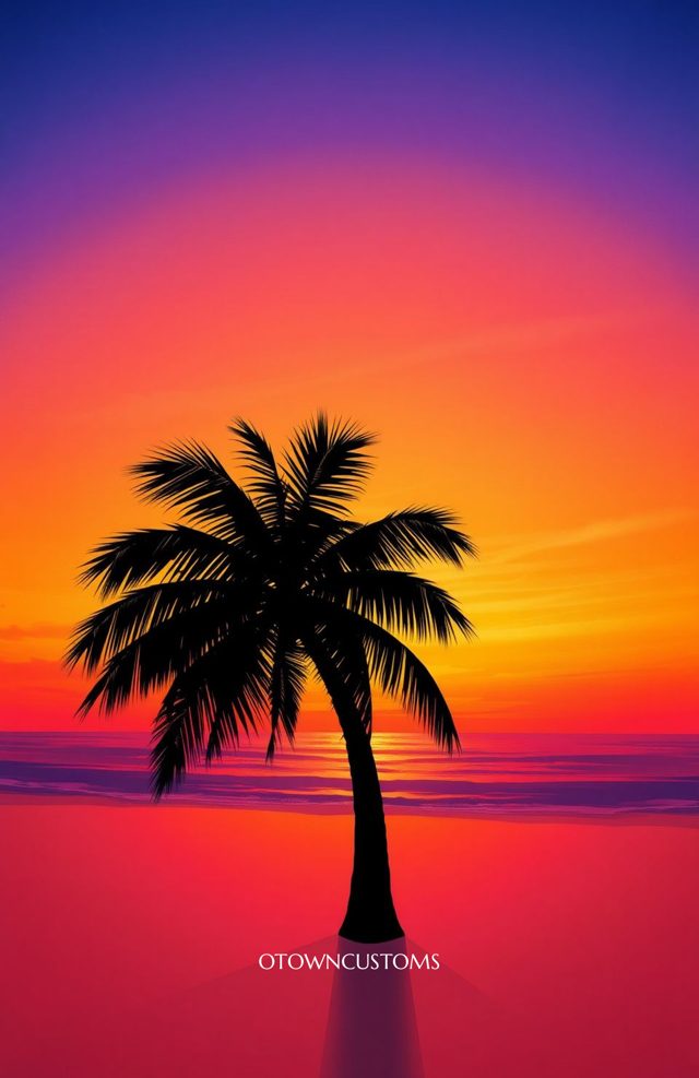 Sunset Beach Palm Silhouette