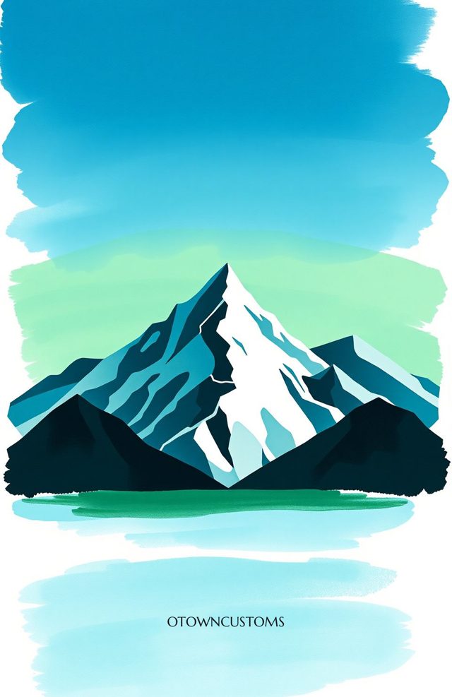 Geometric Mountain Peaks Lake
