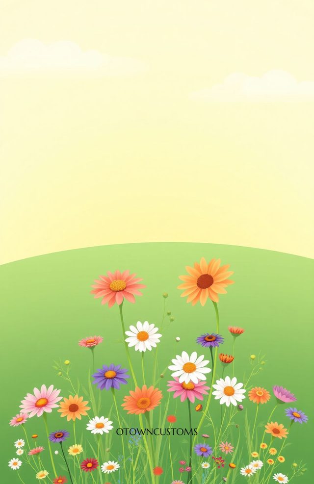 Floral Painted Spring Meadow Illustrative