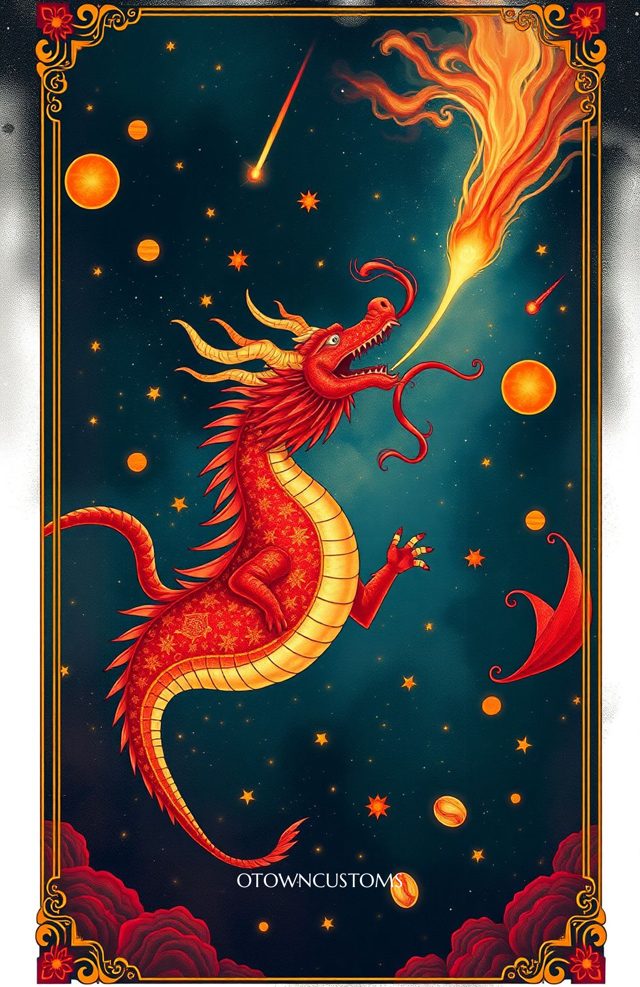 Chinese Dragon Illustration Celestial Sun