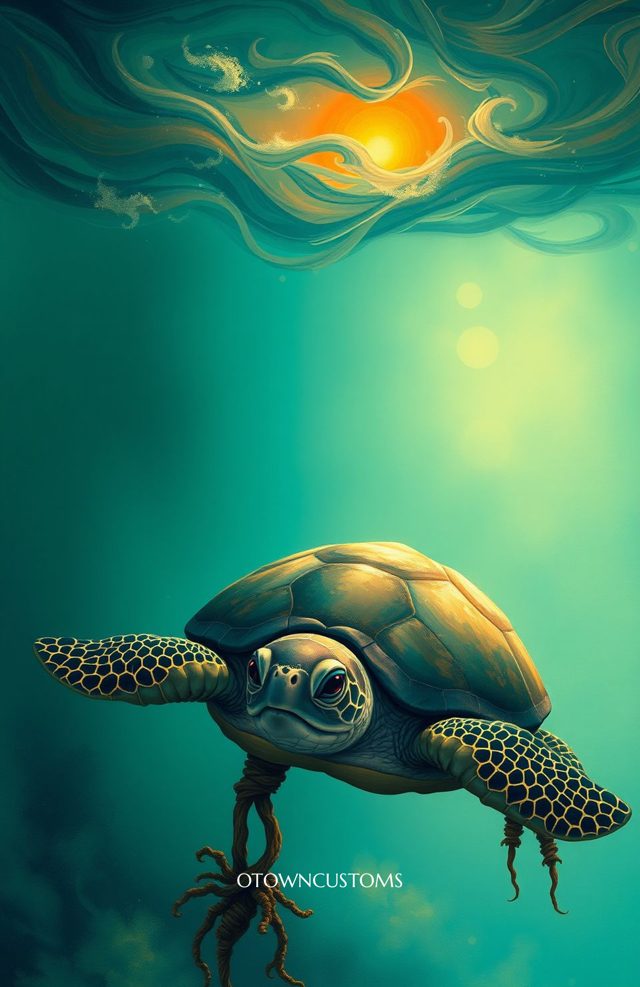 Ancient Turtle Underwater Scene