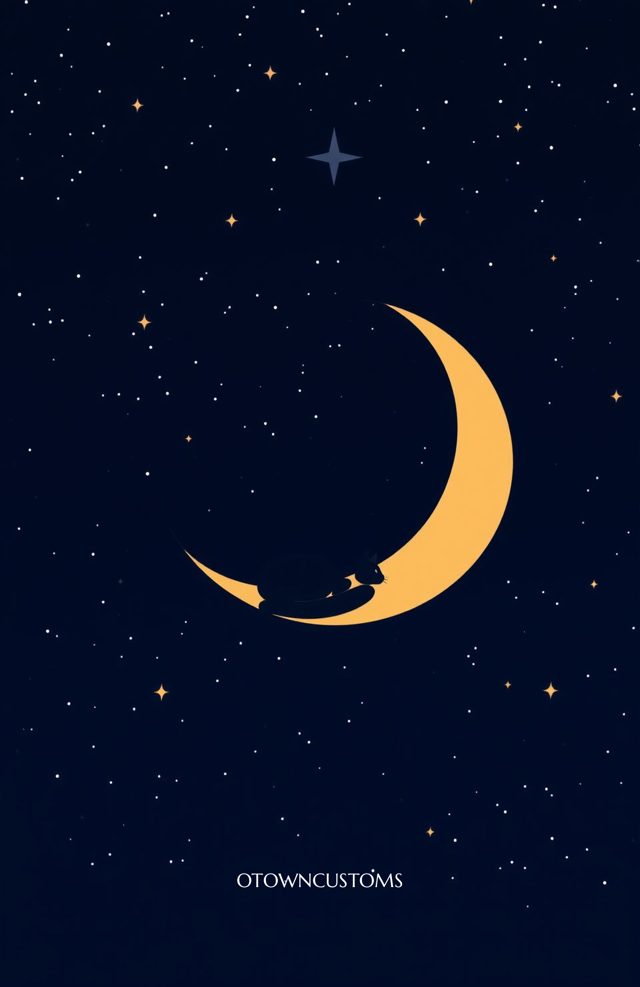 Lunar Cat Silhouette Minimalist Moon