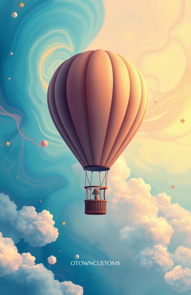 Surreal Hot Air Balloon Whimsical Dreamscape