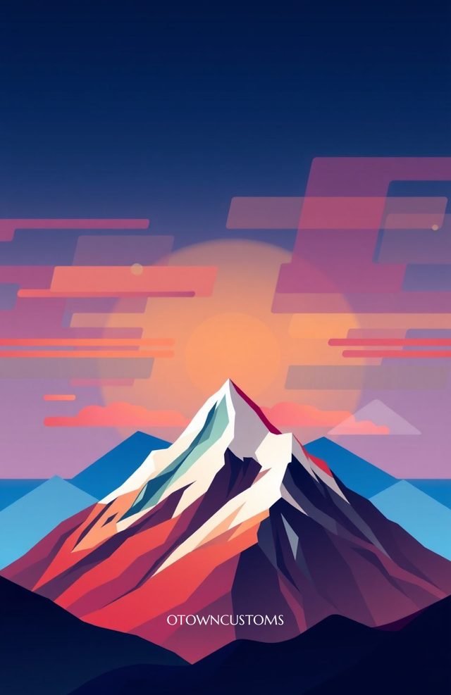 Geometric Mountain Sunset Majesty