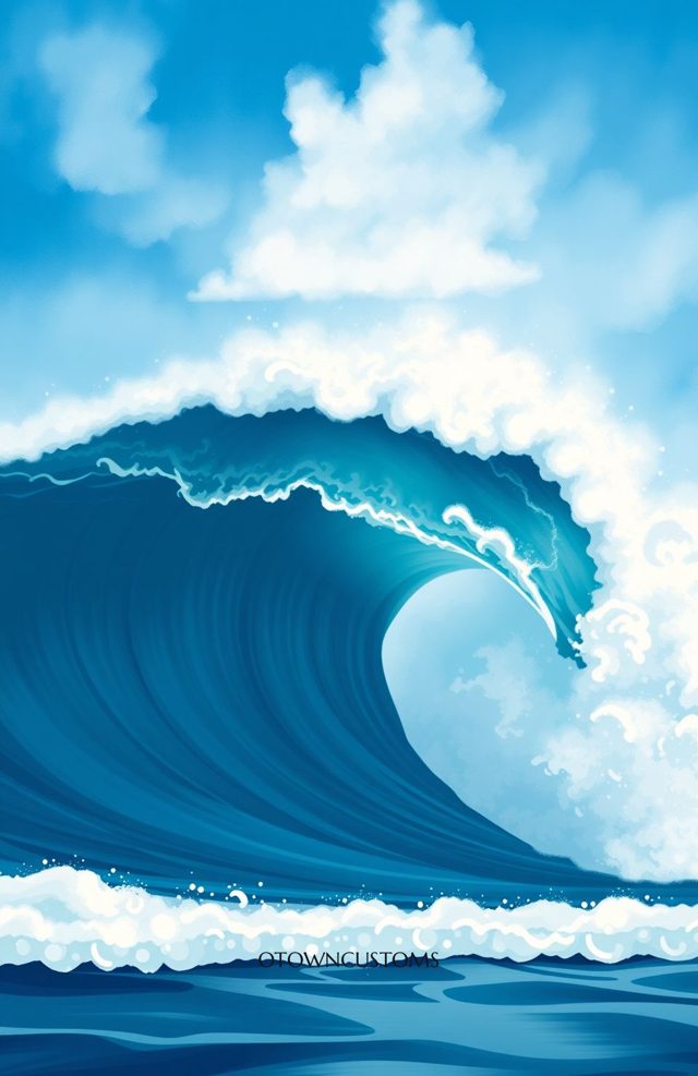 Ocean Wave Crashing Stylized Art