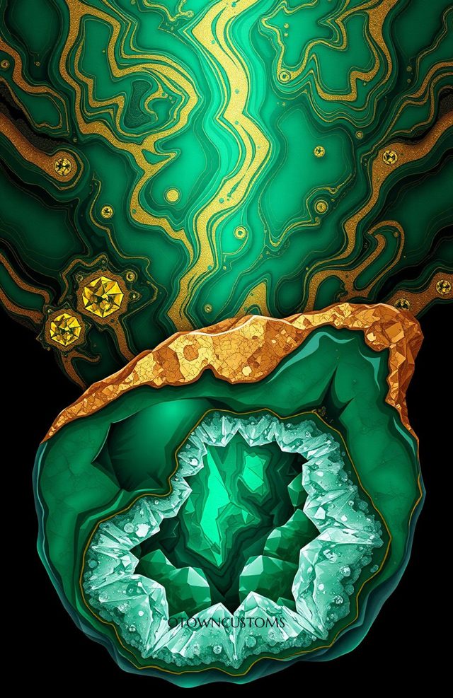 Abstract Emerald Geode Gemstone