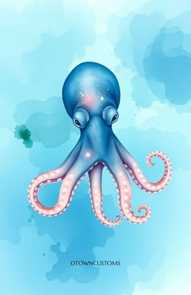 Watercolor Octopus Ocean Depths