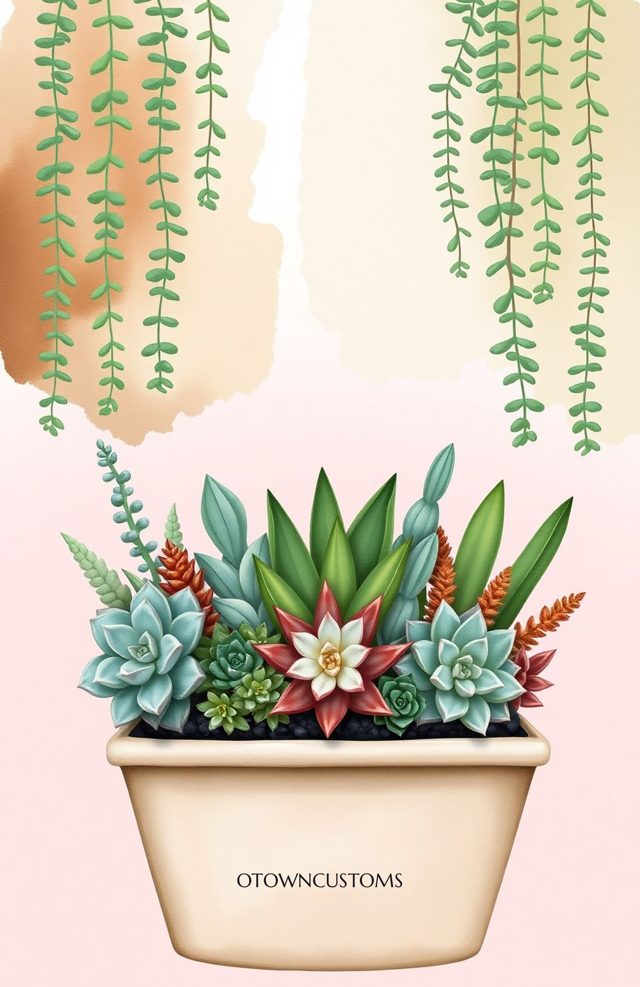 Watercolor Succulent Garden