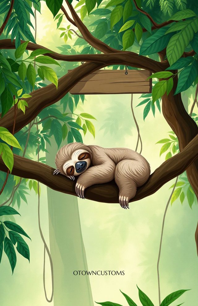 Illustrated Sleepy Sloth Jungle
