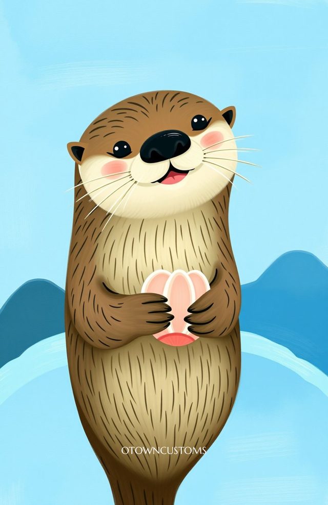Cute Otter Adventure Illustrated Cartoon