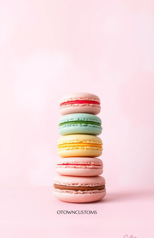 Rainbow Macaron Tower Food Photography
