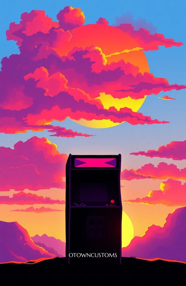 Vaporwave Retro Arcade Sunset