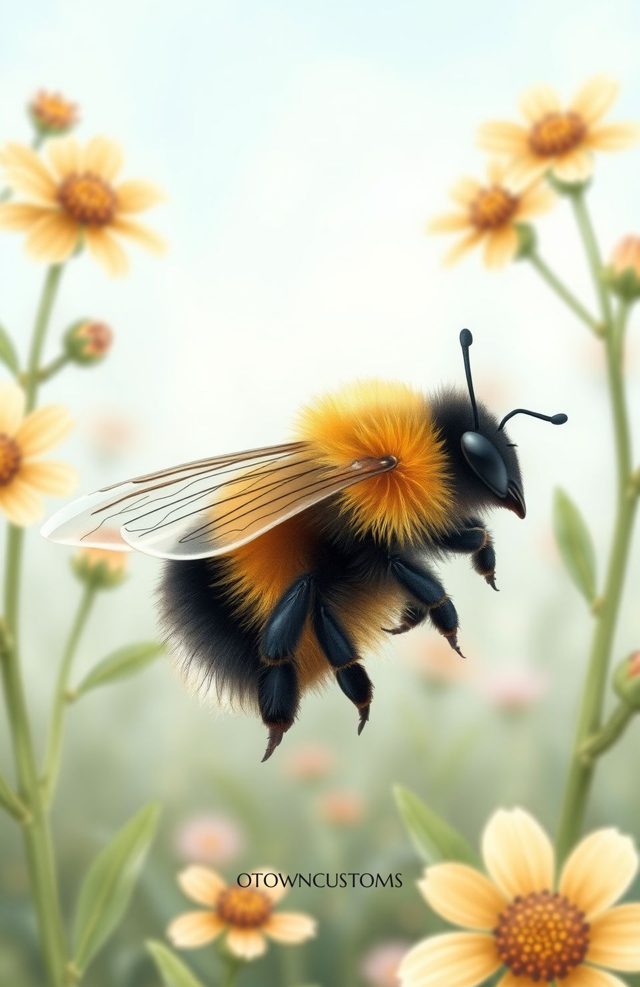 Realistic Bumble Bee Flight Nature
