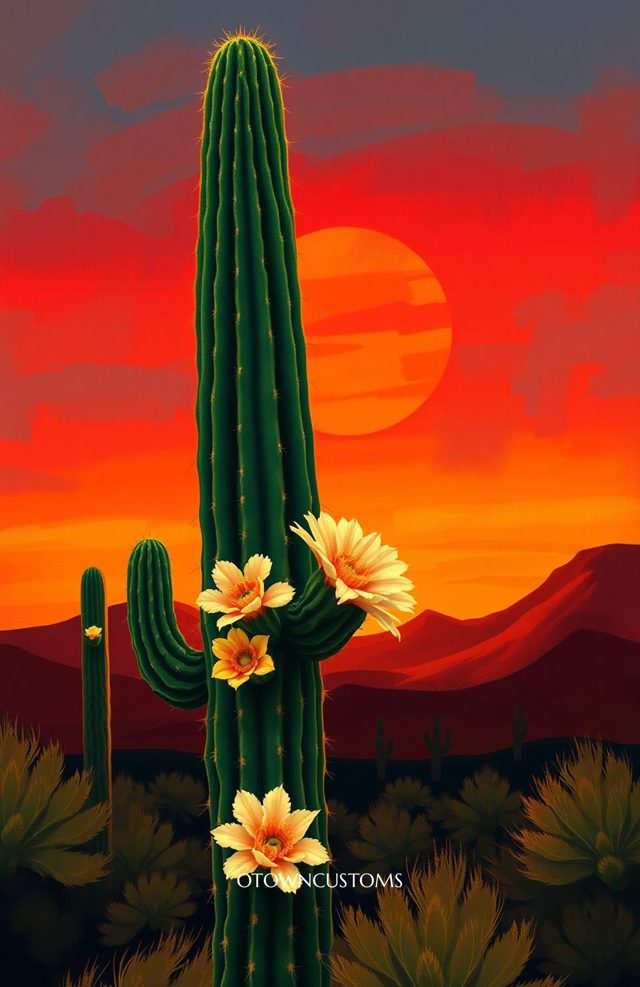 Desert Bloom Cactus Sunset