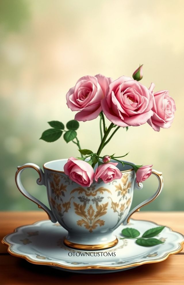 Elegant Floral Teacup Ceramic
