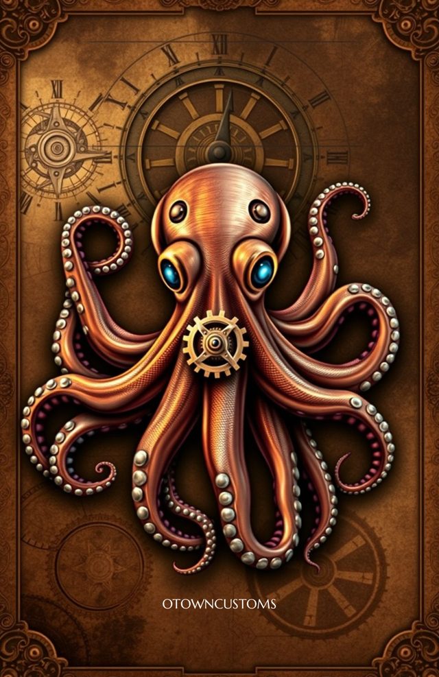 Steampunk Octopus Gears Vintage
