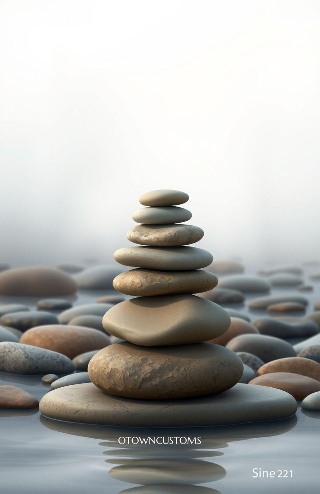 Zen Garden Stone Reflection