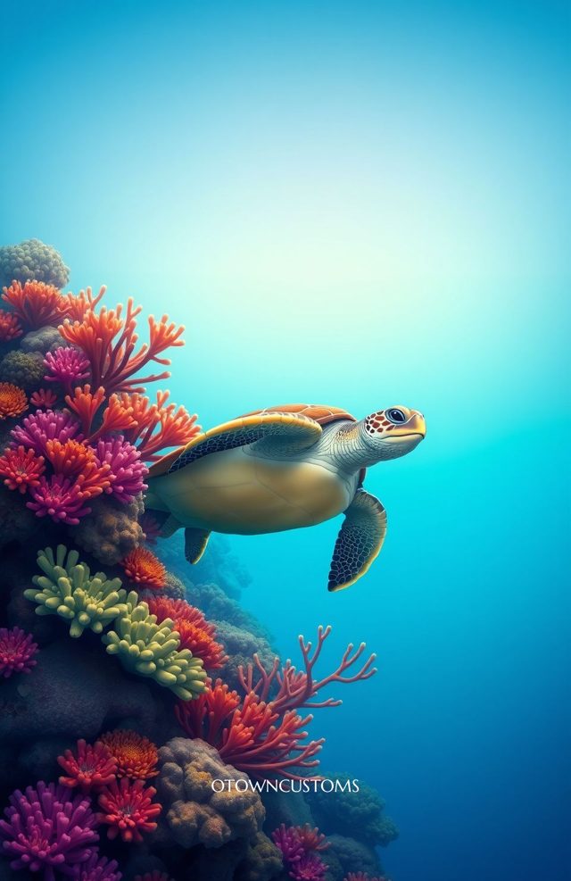 Vibrant Underwater Sea Turtle Coral