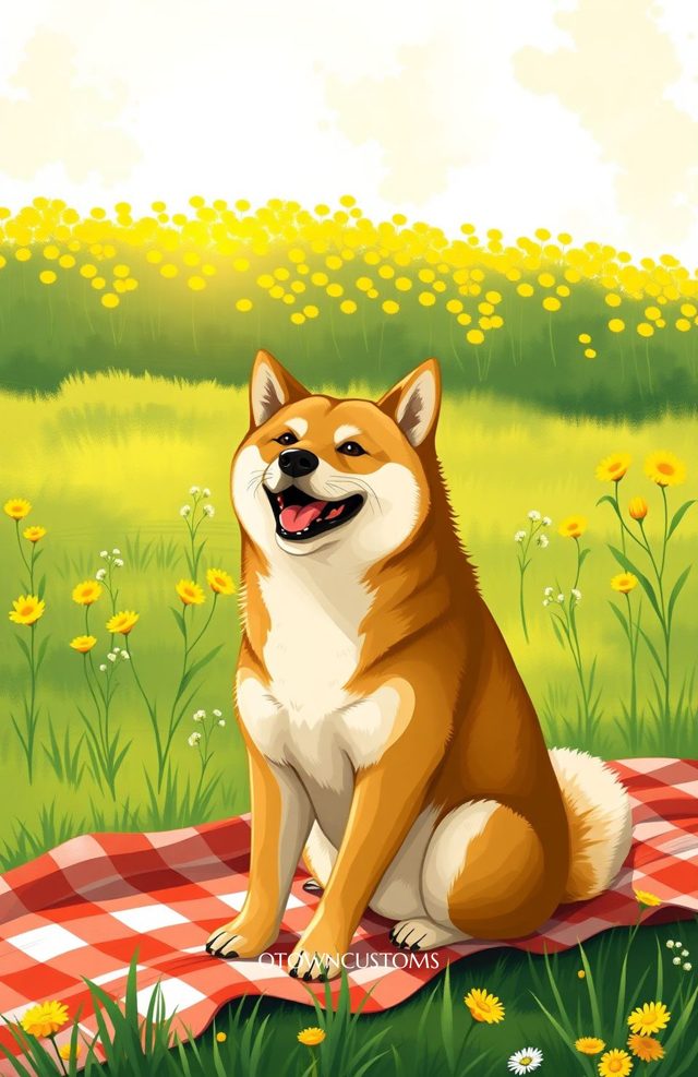 Cute Shiba Inu Picnic Time