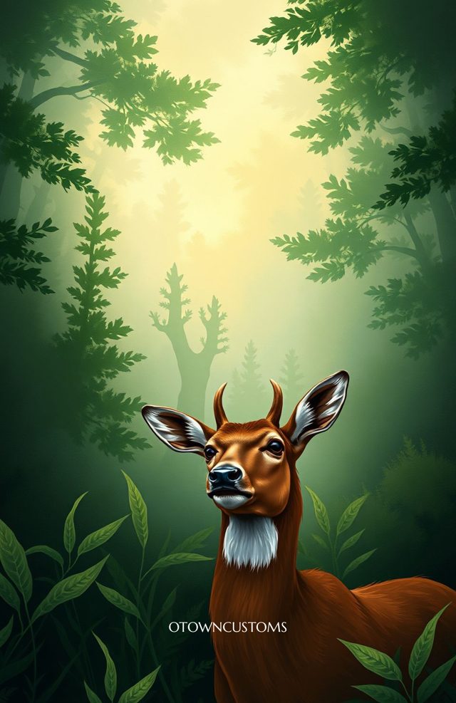 Misty Enchanted Forest Deer Gaze