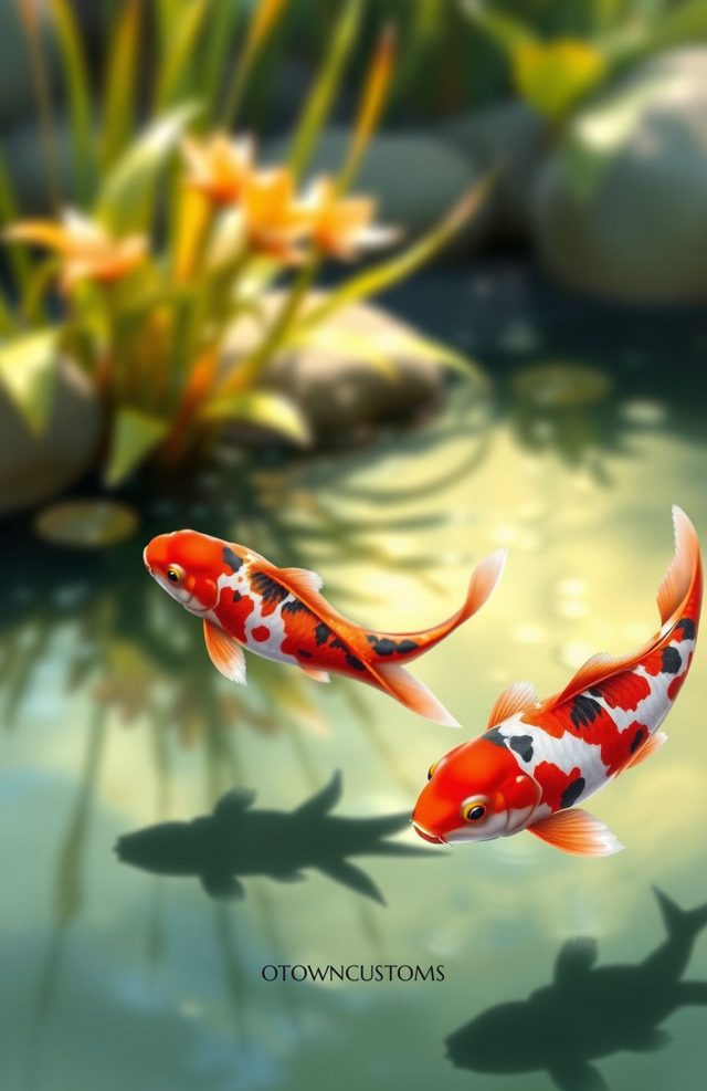 Realistic Tranquil Koi Pond Serenity