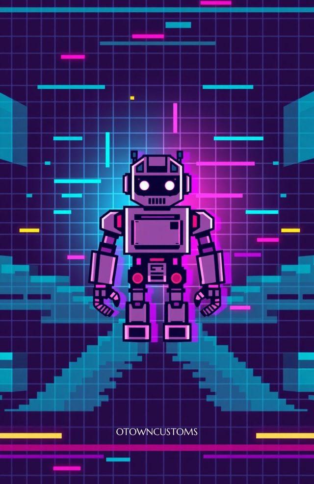 Pixel Art Robot Retro Glitch