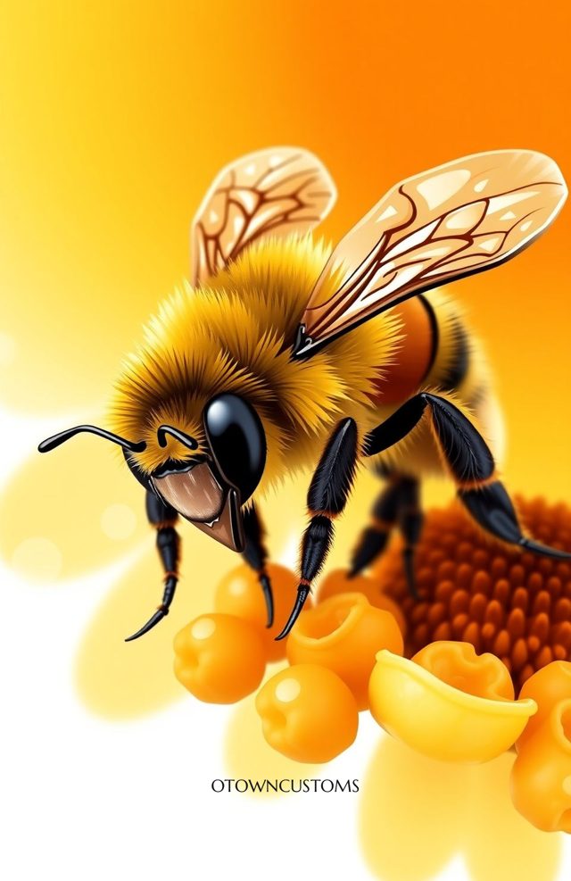 Honey Bee Pollen Realistic Cute Animal