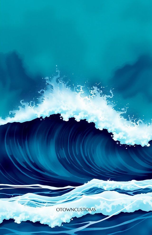 Stylized Ocean Wave Crest Art