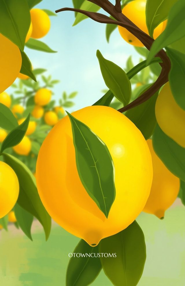 Cottagecore Lemon Orchard Illustration