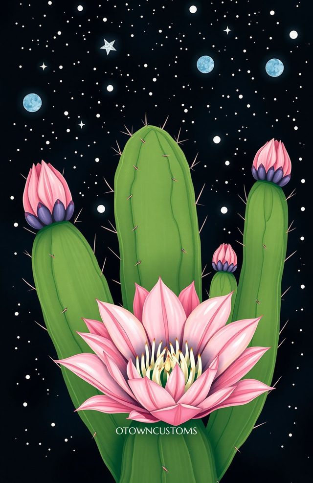 Cactus Galaxy Art Desert Night